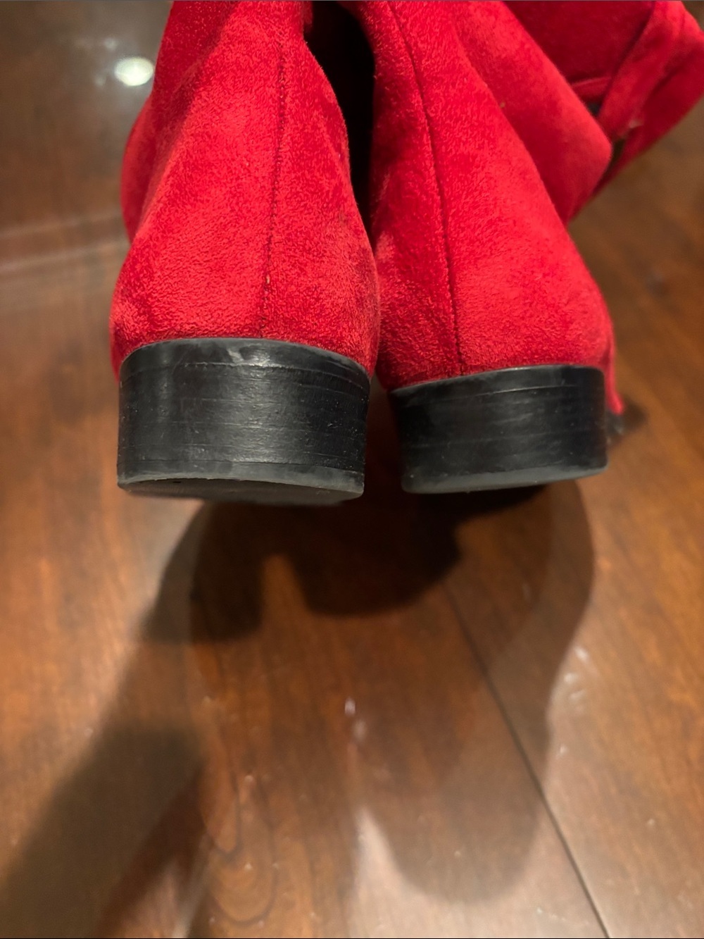 Impo Red Suede Knee high Boots with Ring Accent - Picture 5 of 12